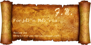 Forján Mária névjegykártya